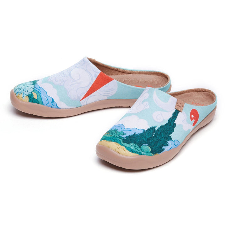 Van Gogh Wheatfield with Cypresses Malaga Slipper Men