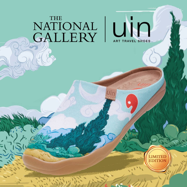 Van Gogh Wheatfield with Cypresses Malaga Slipper Men