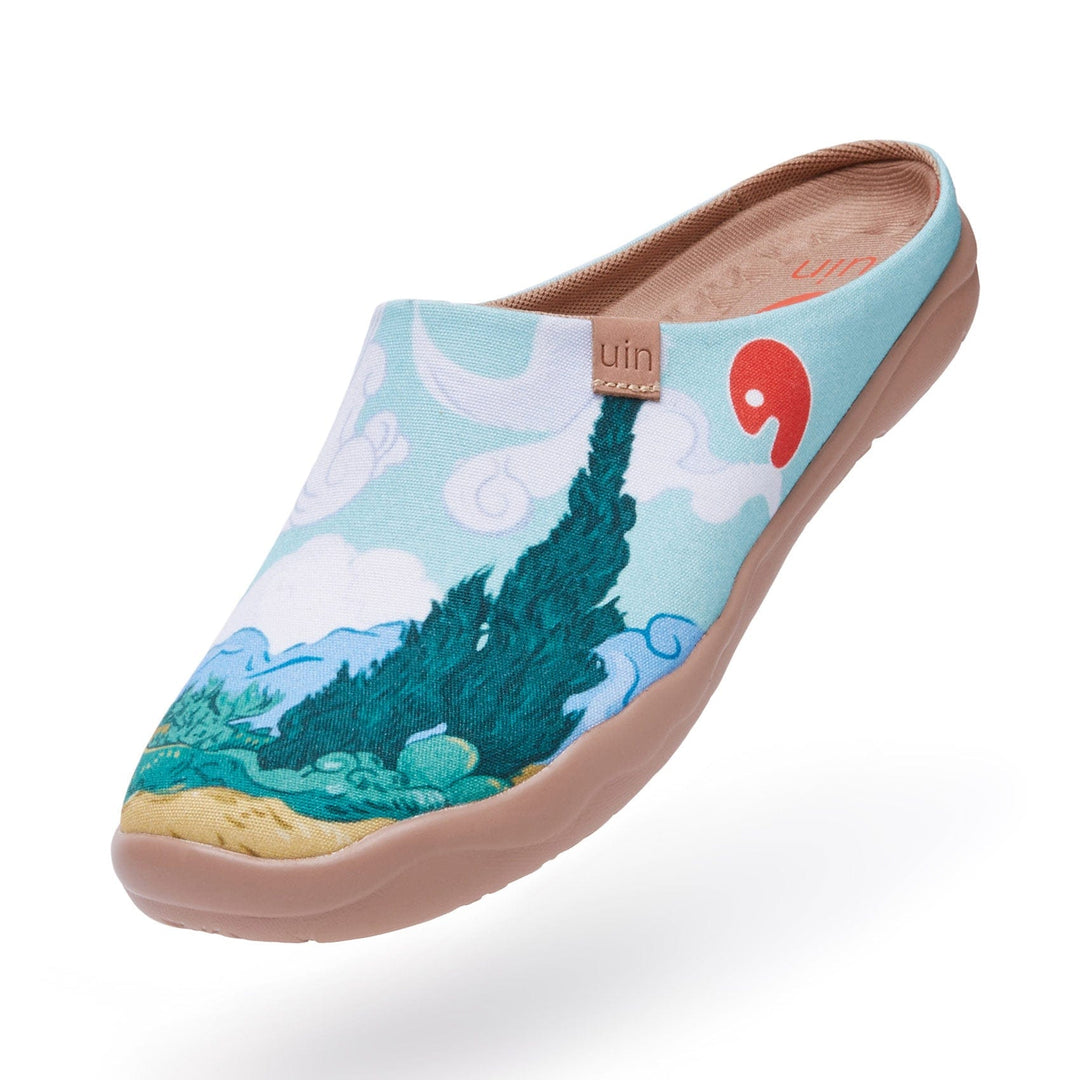 Van Gogh Wheatfield with Cypresses Malaga Slipper Men