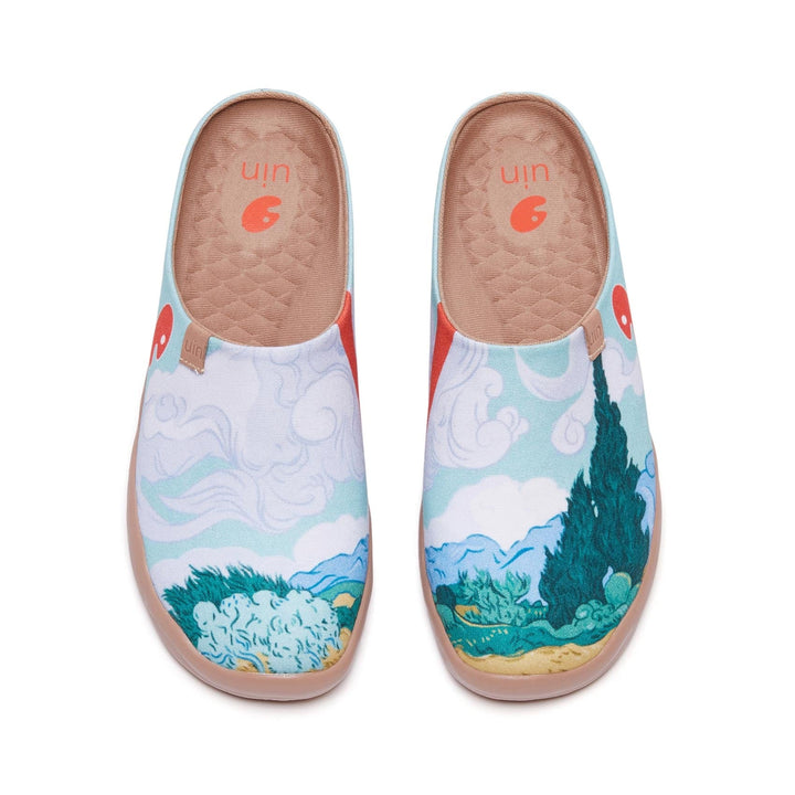 Van Gogh Wheatfield with Cypresses Malaga Slipper Men