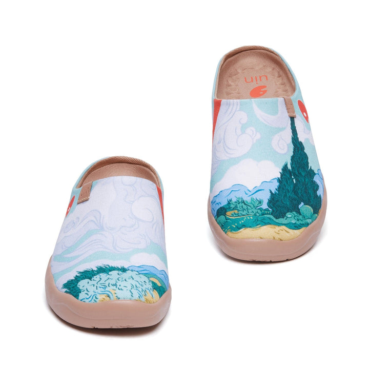 Van Gogh Wheatfield with Cypresses Malaga Slipper Men